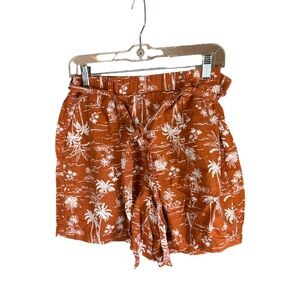 a.n.a Terracotta and White Tropical Print Shorts